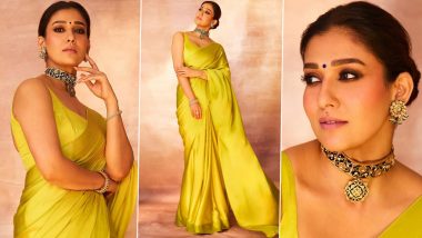 Nayanthara Stuns in a Lemon Green Silk Saree at the Dadasaheb Phalke International Film Festival Award 2024 (View Pics)